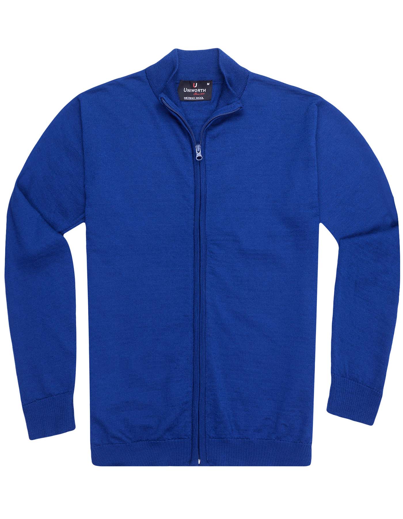 Royal Blue Plain Full Zipper Sweater